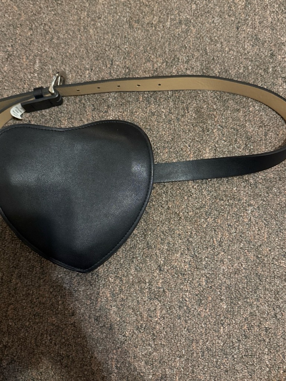 Heart-Shaped Black Leather Belt Bag